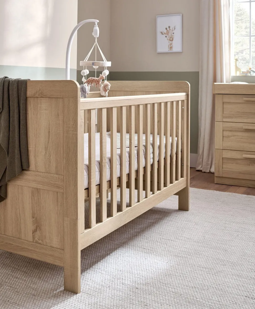 Atlas Cotbed & Luxury Hybrid Twin Mattress Bundle - Light Oak