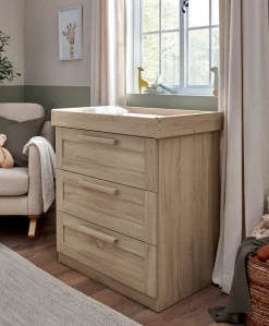 Atlas 3 Piece Small Cotbed Range with Dresser Changer & Wardrobe - Light Oak