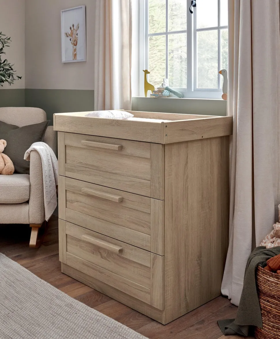 Atlas 3 Piece Small Cotbed Range with Dresser Changer & Wardrobe - Light Oak