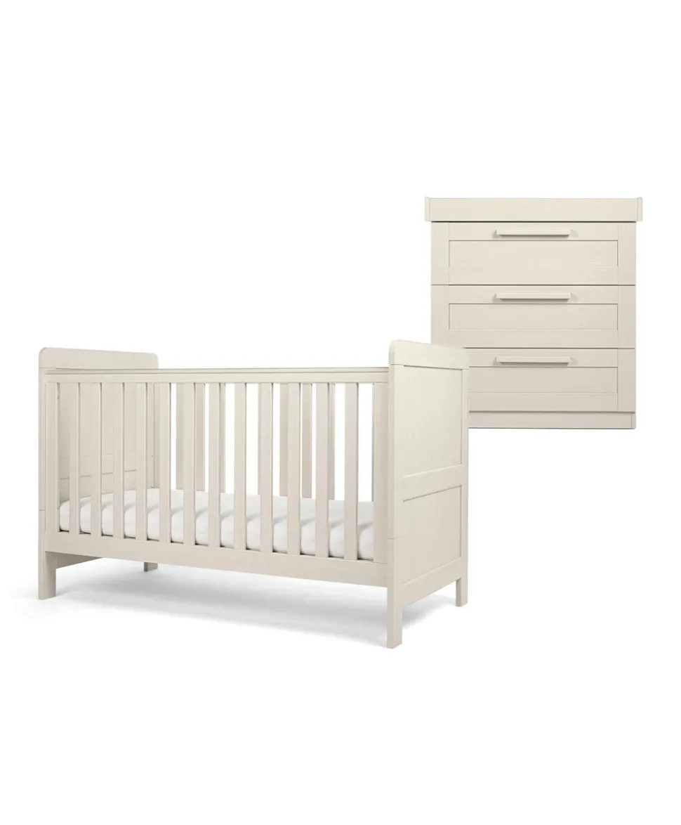 Atlas 2 Piece Small Cotbed Set with Dresser Changer - Stone