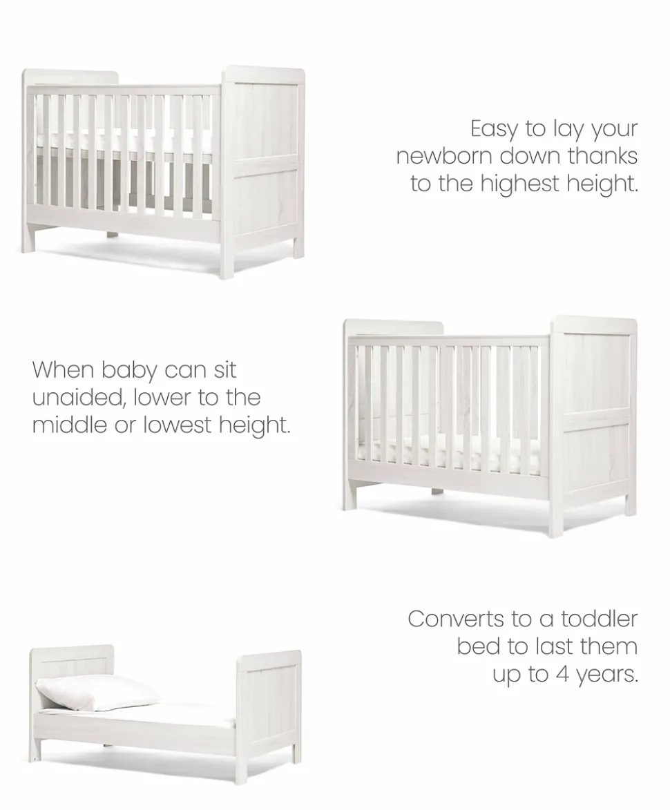 Atlas 2 Piece Small Cotbed Set with Dresser Changer - White