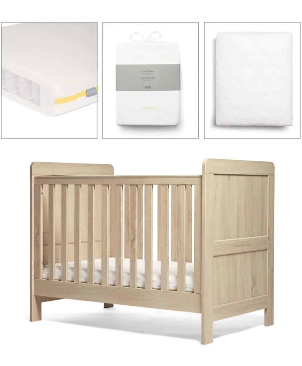 Atlas Small Bundle with Essential Airflow Pocket Spring Mattress (4 Piece) - Light Oak