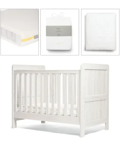 Atlas Small Cotbed Bundle with Essential Airflow Pocket Spring Mattress (4 Piece) - White