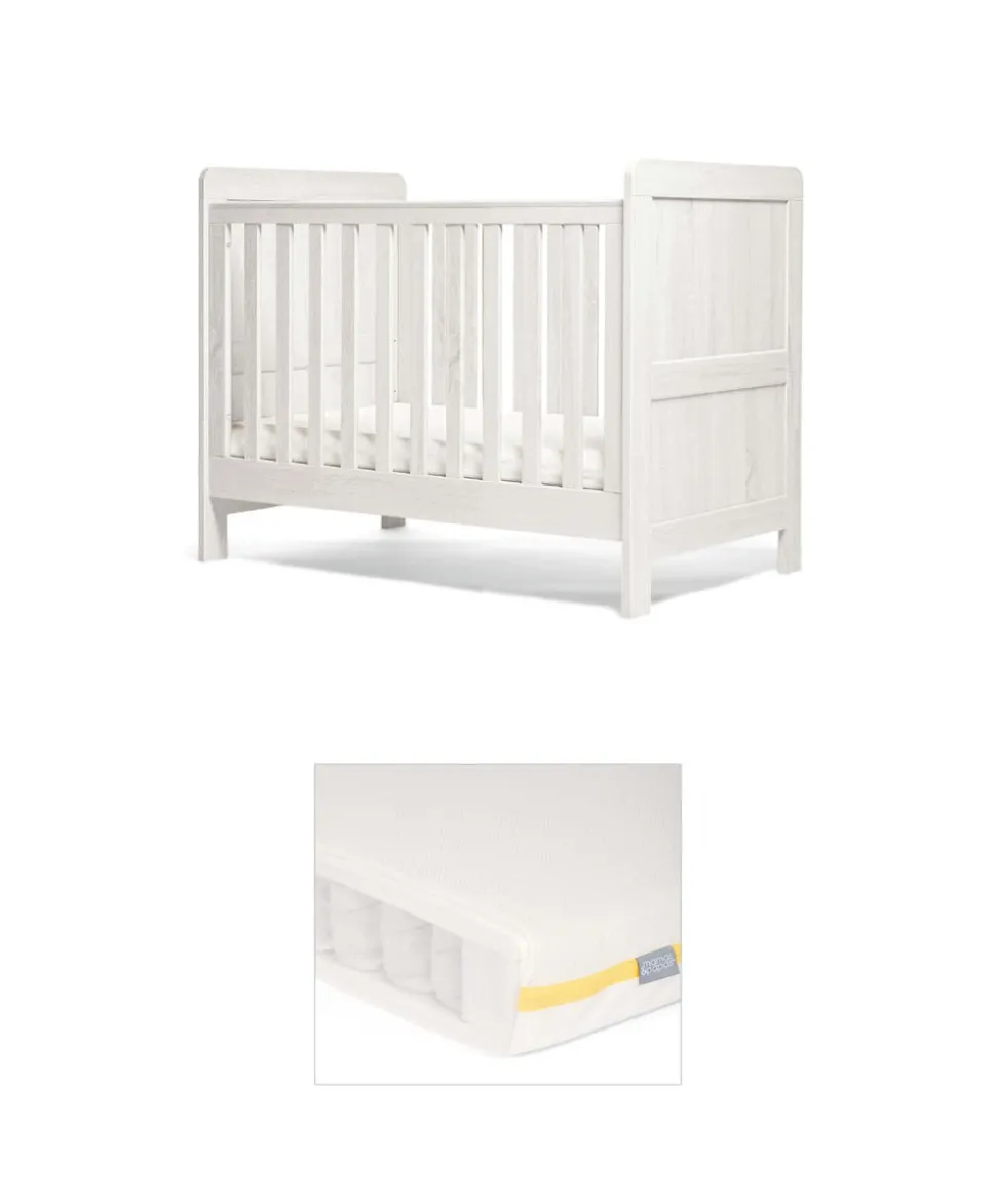 Atlas Small Cotbed Bundle with Essential Airflow Pocket Spring Small Cotbed & Cot Mattress - White