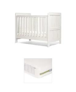 Atlas Small Cotbed Bundle with Premium Pocket Spring Small Cotbed & Cot Mattress - White