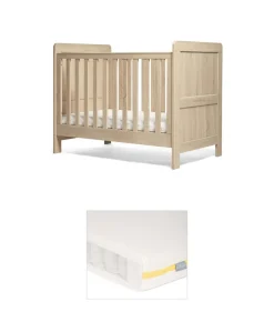Atlas Small Cotbed Bundle with Essential Airflow Pocket Spring Small Cotbed & Cot Mattress - Light Oak