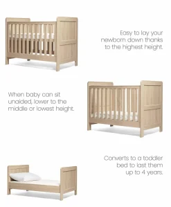 Atlas Small Cotbed Bundle with Essential Airflow Pocket Spring Small Cotbed & Cot Mattress - Light Oak