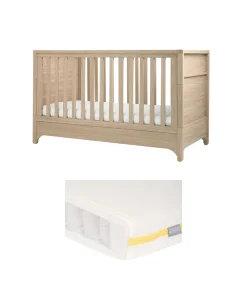 Barton Cotbed With Essential Airflow Pocket Spring Cotbed Mattress Bundle - Oak