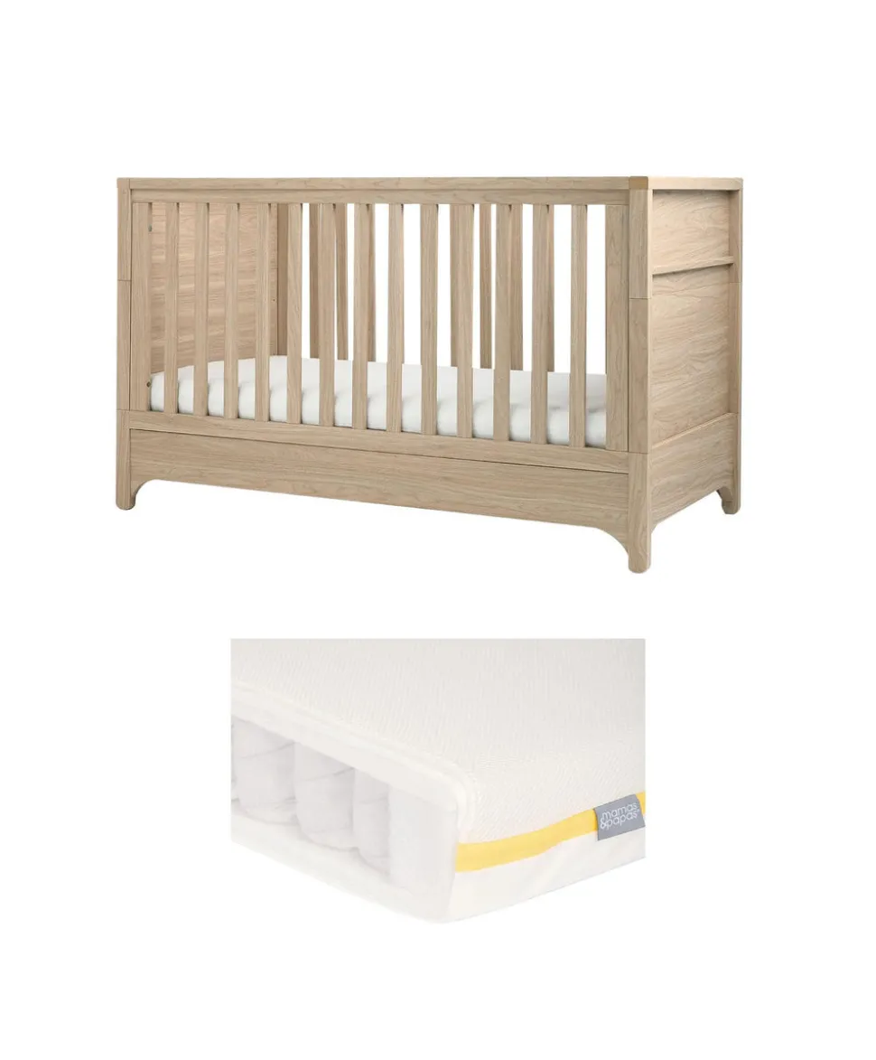 Barton Cotbed With Essential Airflow Pocket Spring Cotbed Mattress Bundle - Oak