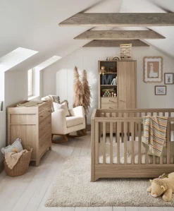 Barton 3 Piece Cotbed Range with Dresser Changer & Wardrobe - Oak