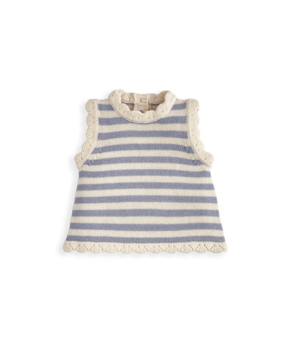 Blue Striped Knitted Top & Shorts