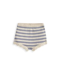 Blue Striped Knitted Top & Shorts