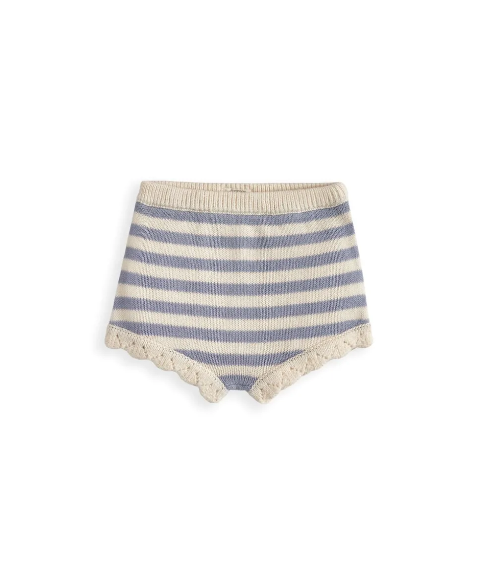 Blue Striped Knitted Top & Shorts