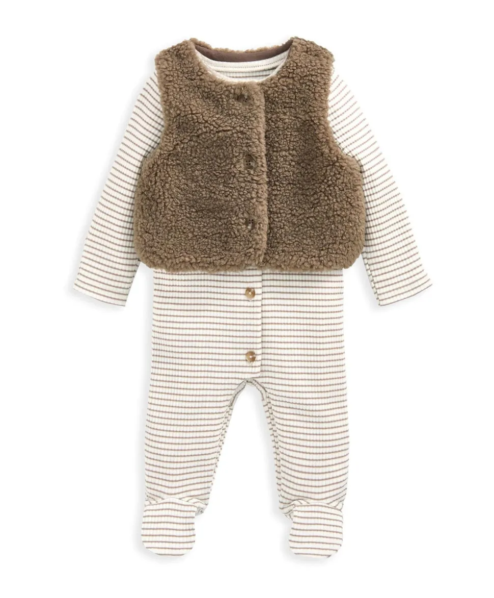 Borg Gilet & All in One Outfit Set - Sand