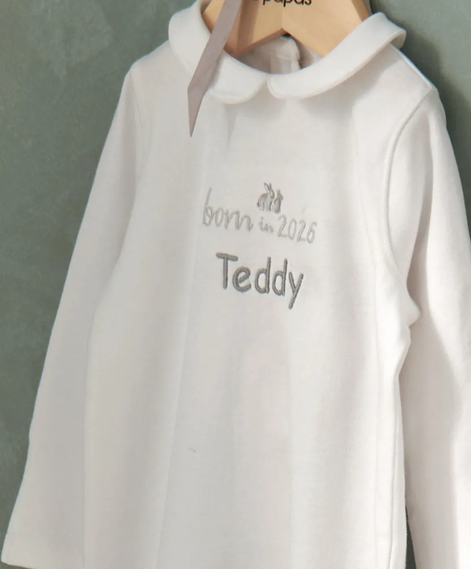 Born in 2026 Embroidered All In One White