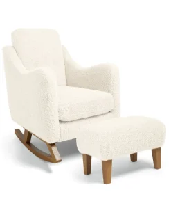 Bowdon Nursing Chair & Footstool Set - Snow Teddy