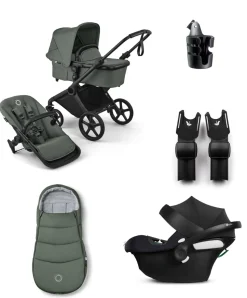 Bugaboo Cub Essential Pushchair Bundle With Cybex Aton B2 i-Size Baby Car Seat - Forest Green