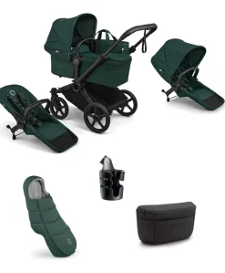 Bugaboo Donkey 6 Double Essential Pushchair Bundle (5 Pieces) - Fern Green