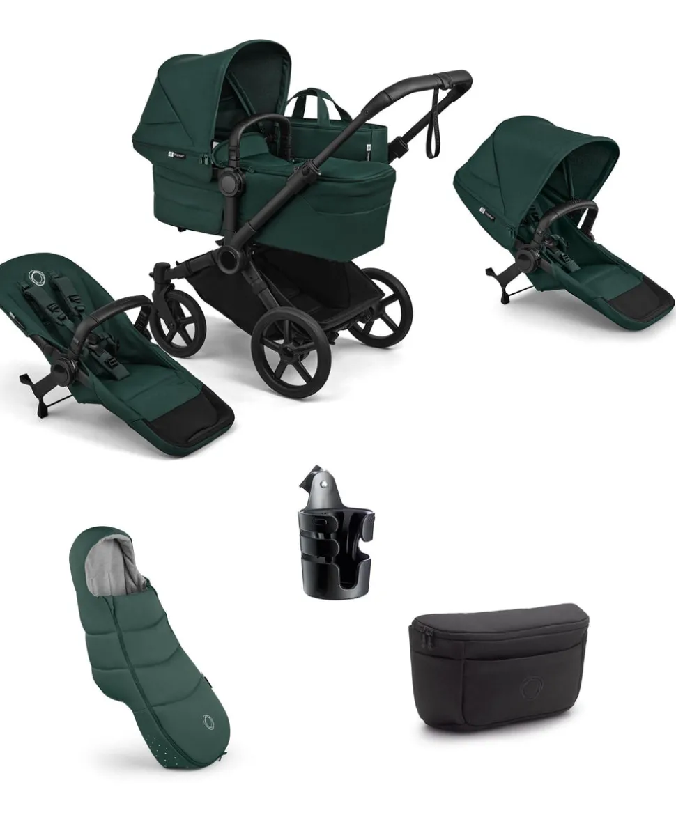 Bugaboo Donkey 6 Double Essential Pushchair Bundle (5 Pieces) - Fern Green