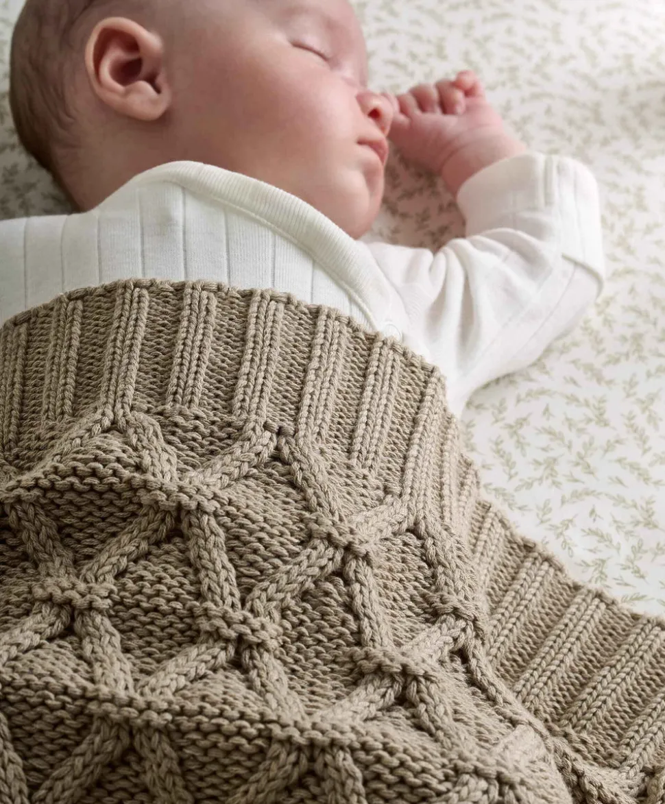 Cable Knit Blanket - Welcome to the World Seedling - Mocha