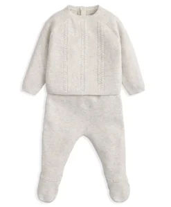 Cable Knit Top & Bottoms Set (2 Pieces) - Grey