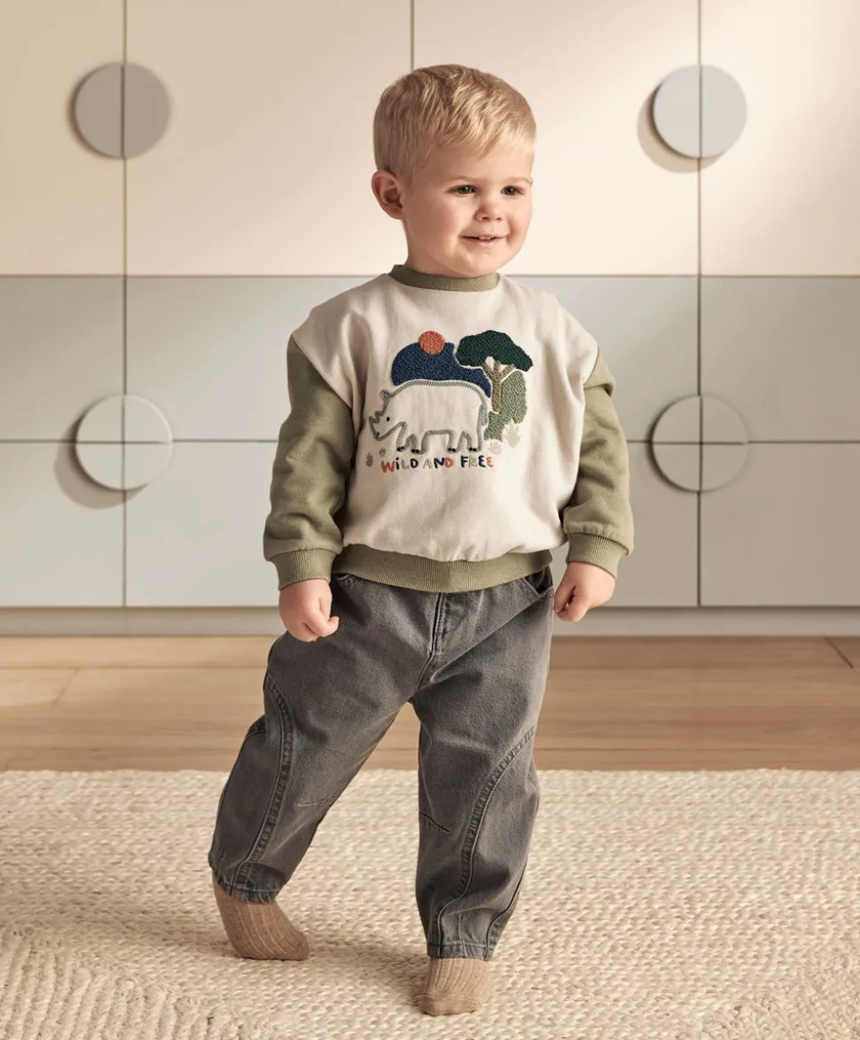 Charcoal Barrel Leg Jeans
