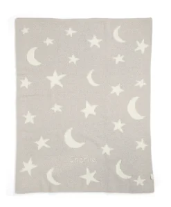 Chenille Blanket - Neutral Moon/Star