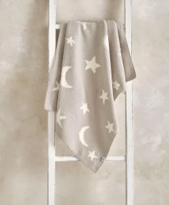 Chenille Blanket - Neutral Moon/Star