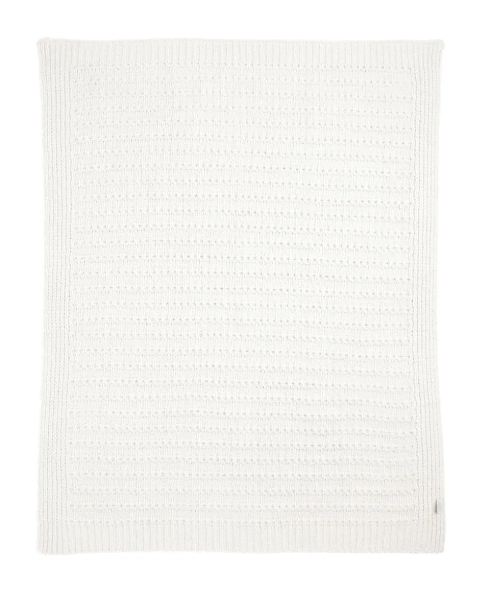 Chenille Blanket - White Stripe