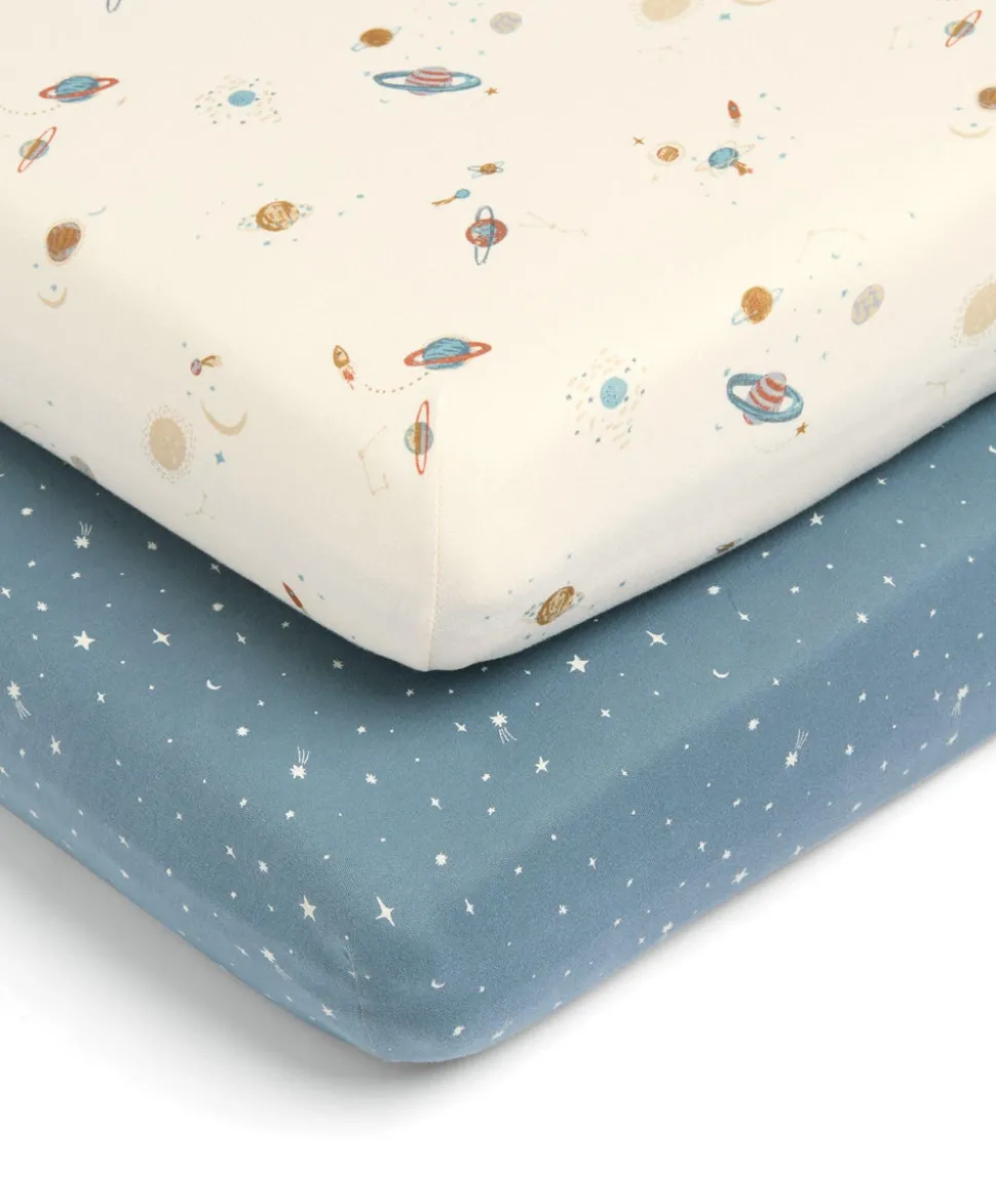 Cotbed Fitted Sheets (2 Pack) - Planet/Blue Star
