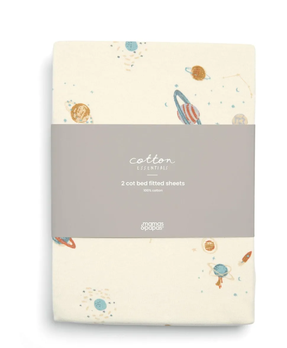 Cotbed Fitted Sheets (2 Pack) - Planet/Blue Star