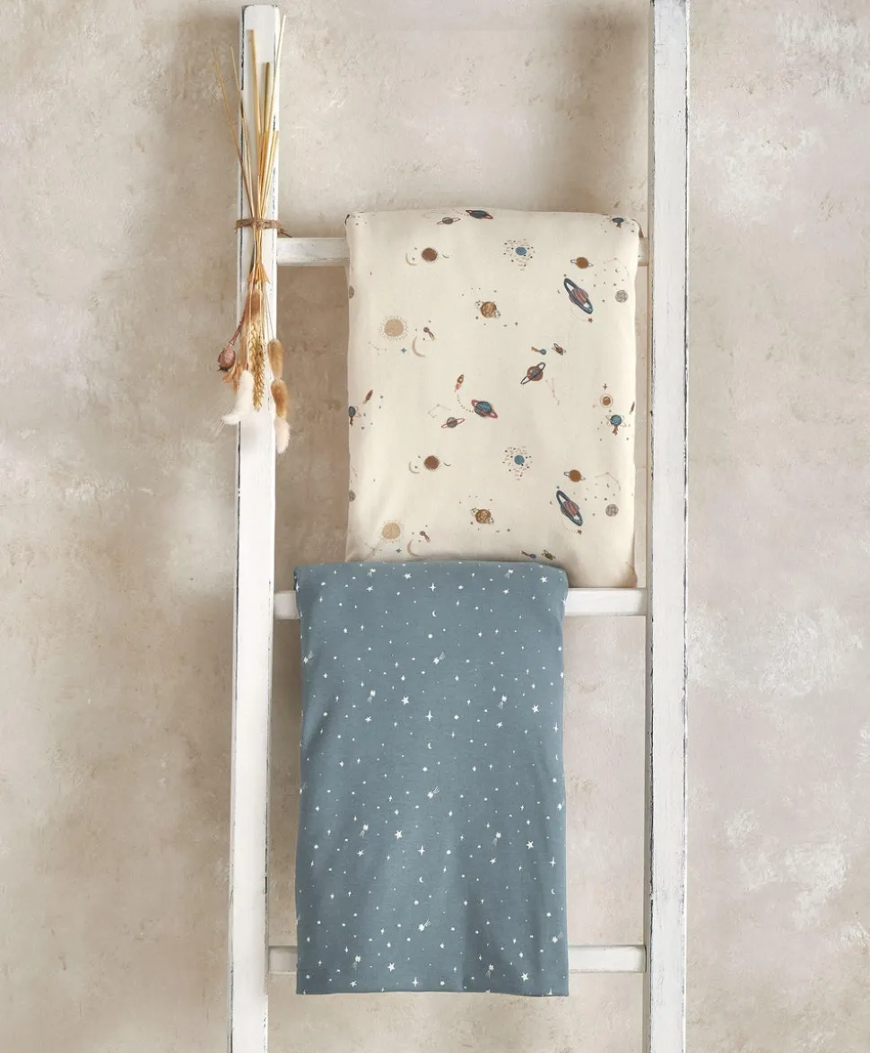 Cotbed Fitted Sheets (2 Pack) - Planet/Blue Star