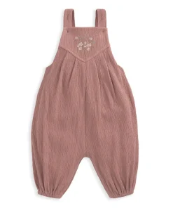 Crinkle Dungarees & Bodysuit Outfit Set - Pink