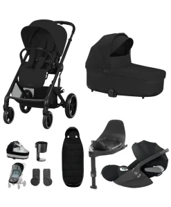 Cybex Balios Pushchair Bundle with Cybex Cloud T Car Seat (7 pieces) - Moon Black
