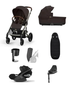 Cybex Balios S Lux Pushchair Bundle With Cybex Cloud T i-Size Rotating Baby Car Seat & Base (7 Pieces) - Chocolate Brown