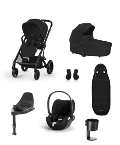 Cybex Balios S Lux Pushchair Bundle With Cybex Cloud T i-Size + Baby Car Seat & Base - Moon Black