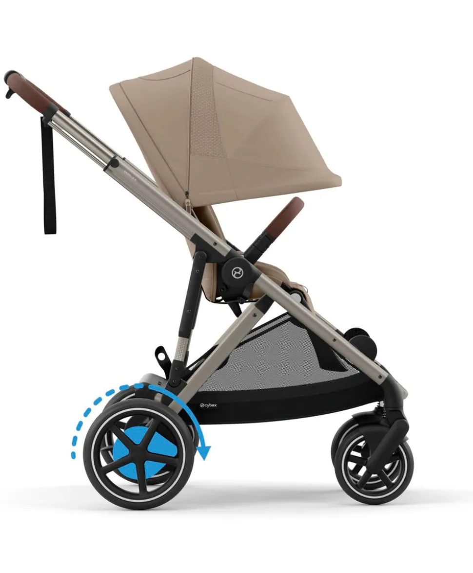 Cybex e-Gazelle S Electric Pushchair Bundle with Cybex Aton B2 i-Size Car Seat and Base (6 Pieces) – Almond Biege