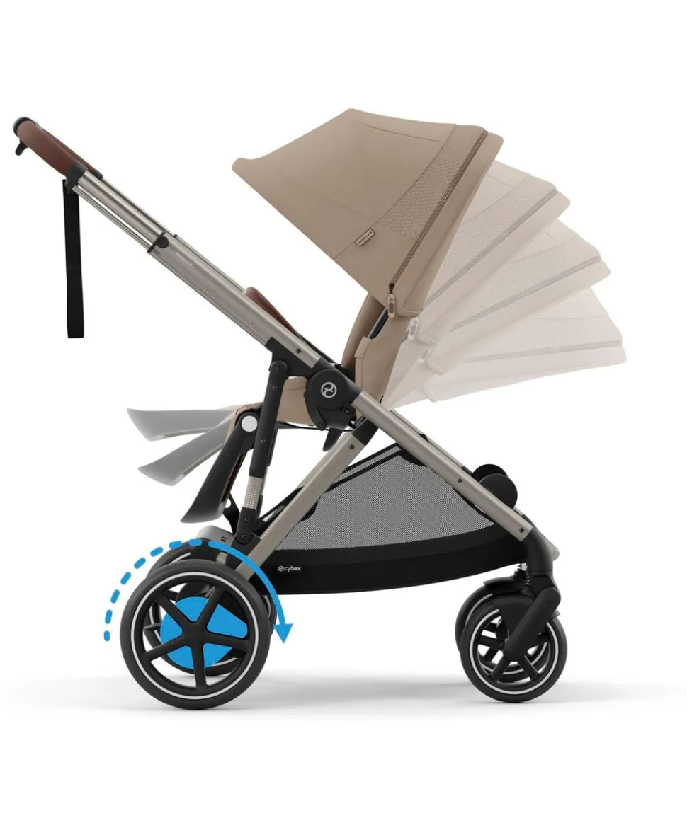Cybex e-Gazelle S Electric Pushchair Bundle with Cybex Aton B2 i-Size Car Seat and Base (6 Pieces) – Almond Biege