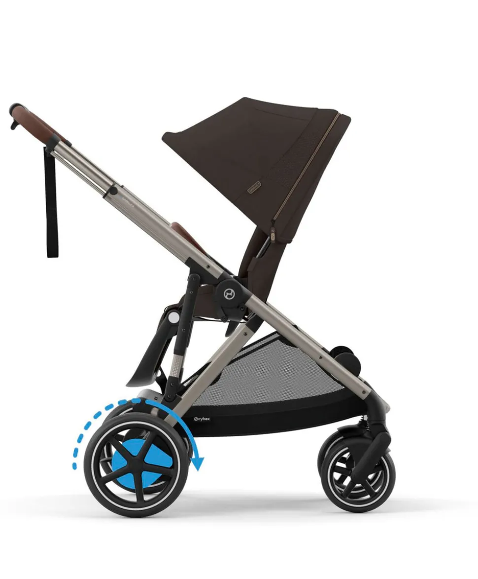Cybex e-Gazelle S Electric Pushchair Bundle with Cybex Aton B2 i-Size Car Seat and Base (6 Pieces) – Chocolate Brown