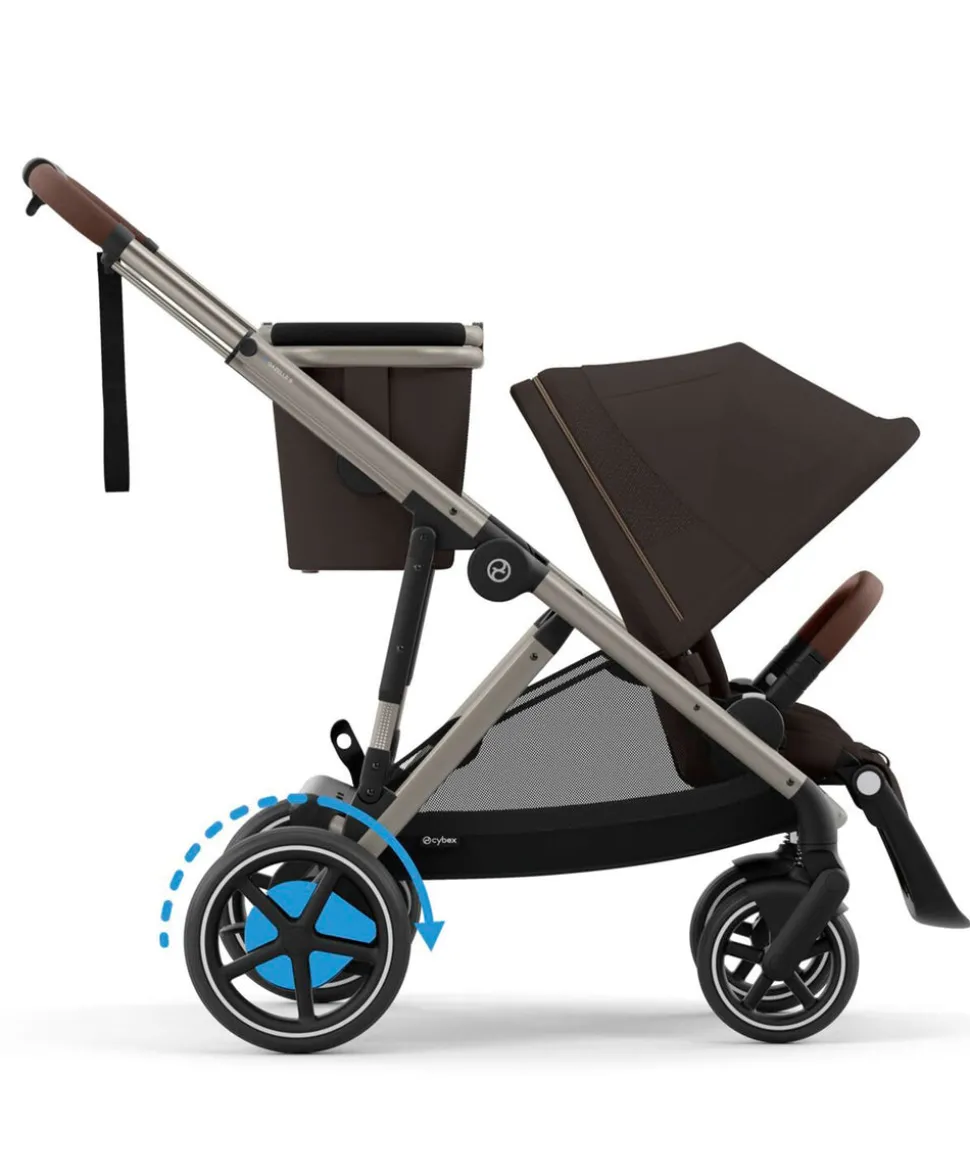 Cybex e-Gazelle S Electric Pushchair Bundle with Cybex Aton B2 i-Size Car Seat and Base (6 Pieces) – Chocolate Brown