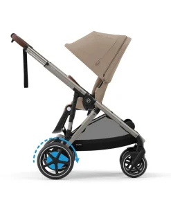 Cybex e-Gazelle S Electric Single to Double Pushchair Bundle with Cybex Cloud T+ i-Size Rotating Car Seat (7 Pieces) - Almond Beige
