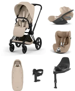 Cybex e-Priam Pushchair Bundle with Cybex Cloud T i-Size & Sirona T i-Size Car Seat - Sepia Black