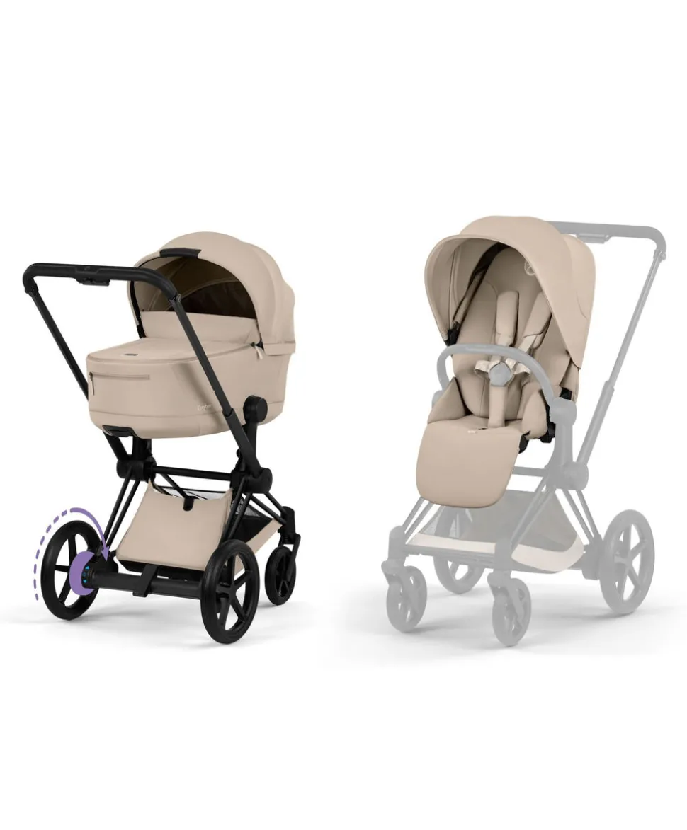 Cybex e-Priam Pushchair Bundle with Cybex Cloud T i-Size & Sirona T i-Size Car Seat - Sepia Black