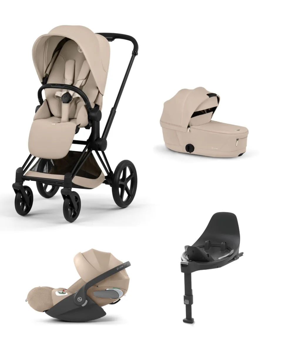 Cybex e-Priam Pushchair & Carrycot Bundle with Cybex Cloud T i-Size Rotating Baby Car Seat & Base - Sepia Black