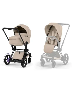 Cybex e-Priam Ultimate Pushchair Bundle with Cybex Cloud T i-Size Rotating Baby Car Seat & Base - Sepia Black
