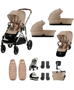 Cybex Gazelle S Twin Pushchair Bundle (12 Pieces) - Almond Beige