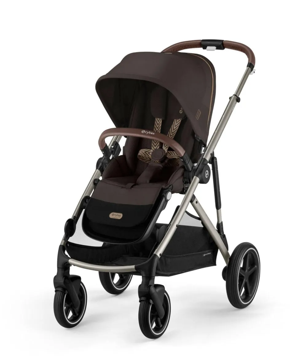 Cybex Gazelle S Twin Pushchair Bundle with Cybex Cloud T i-Size Rotating Baby Car Seat & Base (16 Pieces)- Chocolate Brown
