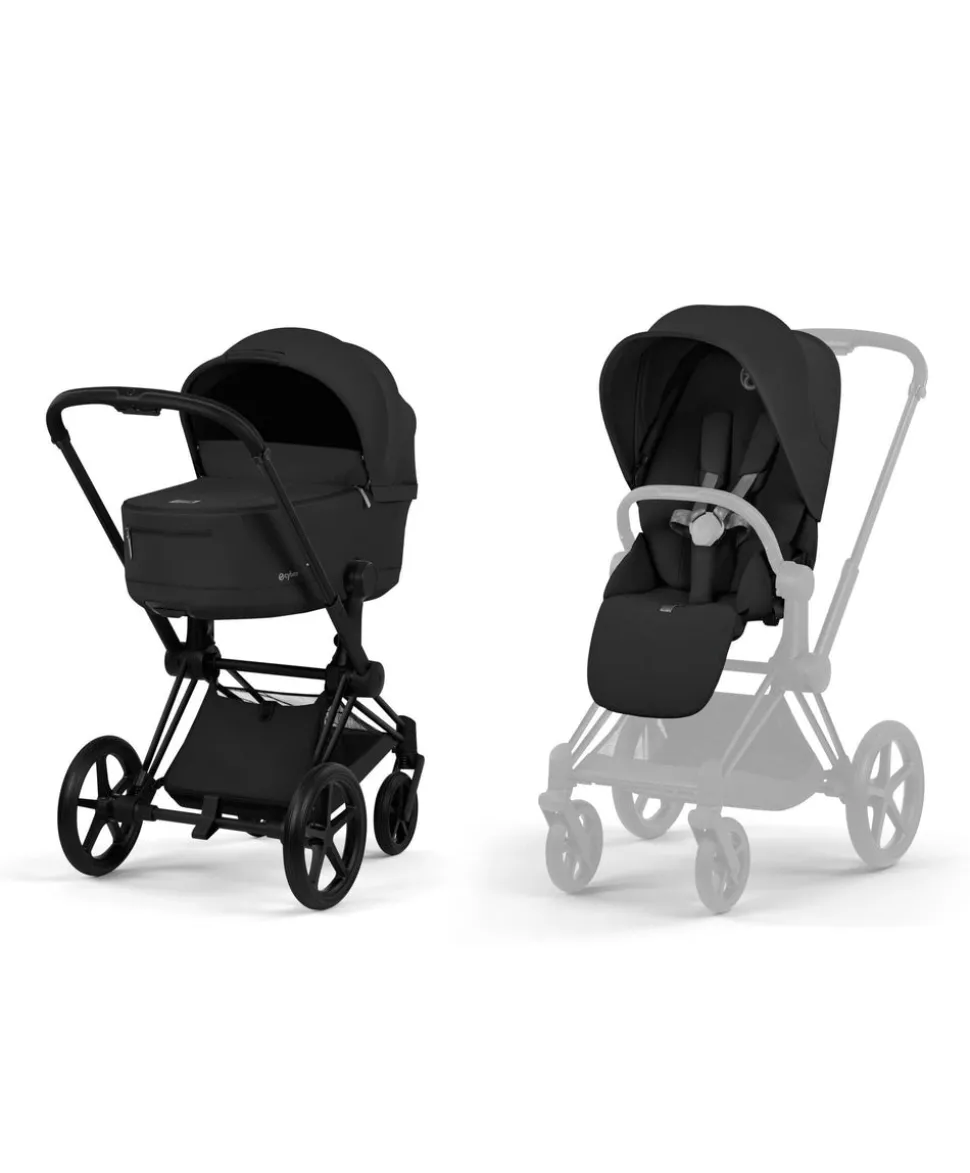 Cybex Priam Pushchair & Carrycot Bundle with Cybex Cloud T i-Size Rotating Baby Car Seat & Base - Sepia Black