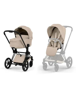 Cybex Priam Ultimate Pushchair Bundle With Cybex Cloud T Plus - Black/Cozy Beige