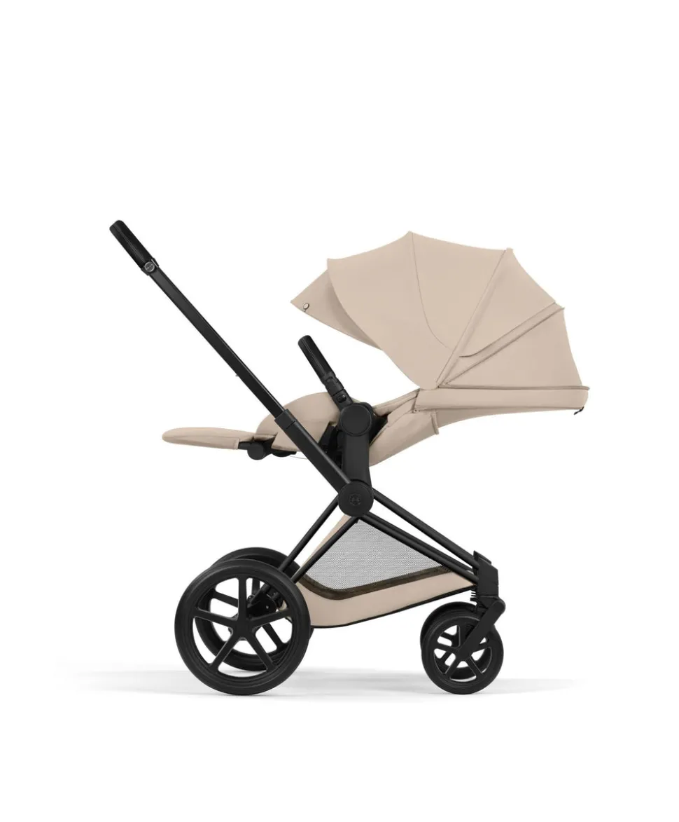 Cybex Priam Ultimate Pushchair Bundle With Cybex Cloud T Plus & Cybex Sirona T I-Size Plus Car Seat & Base - Black/Cozy Beige